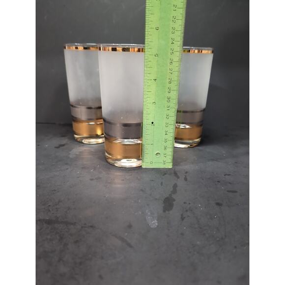 Culver Regency Highball Glasses, Set of 4, VTG MCM Tumblers, 12 Oz Frosted Gold - Picture 8 of 9